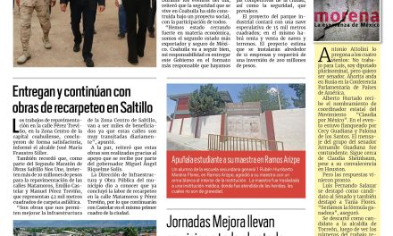 Portada RCG Media [5 de octubre de 2023] La seguridad se construye como un proyecto social: MARS; entregan y continúan con obras de recarpeteo en Saltillo y más…