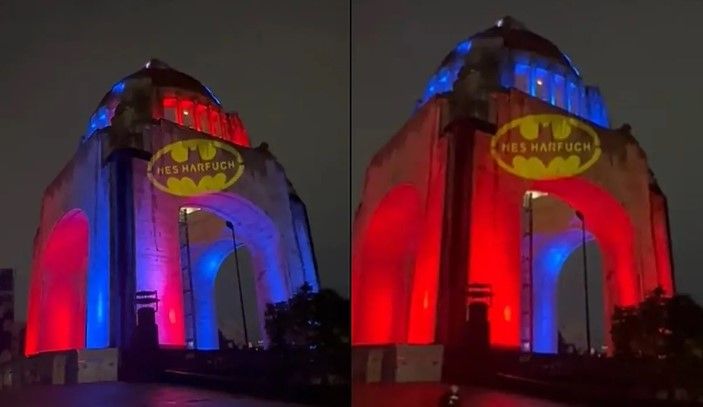 Proyectan la ‘Harfuchseñal’ en el Monumento a la Revolución de la CDMX