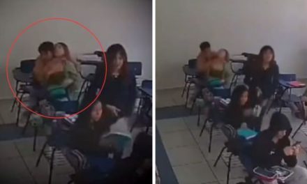 Estudiante le hace una llave china a su compañera en un salón de clases en Pachuca (video)