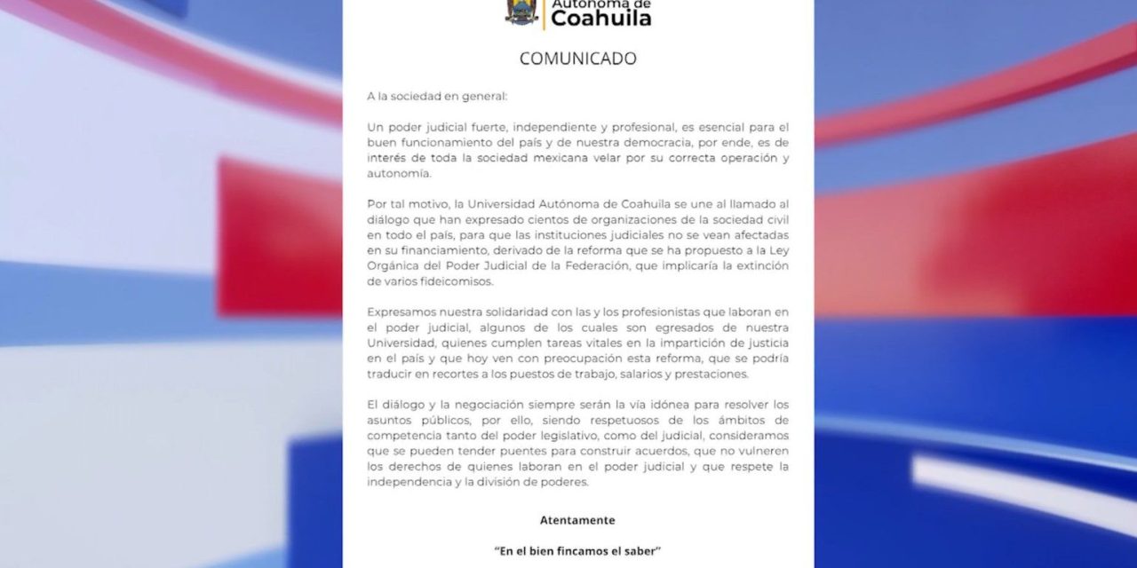 UAdeC se  solidariza con el Poder Judicial