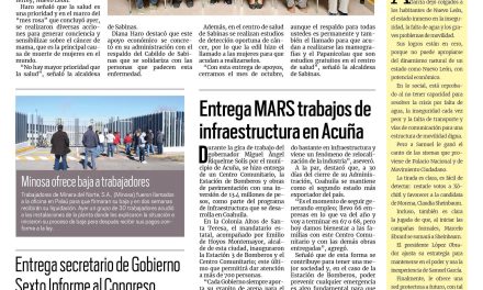 Portada RCG Carbonífera [ 01 de noviembre de 2023] Apoyan a personas con cáncer; crecen quejas ante la CDHEC y más…