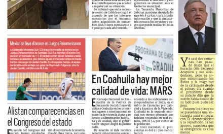 Portada RCG Carbonífera [5 de noviembre de 2023] Llaman a aprovechar pago de solo 1 peso por recargos en predial; Cambio no gobierno no detendrá entrega de apoyos y más…