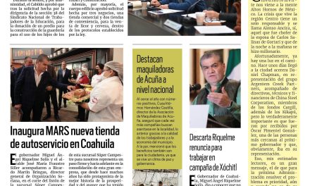 Portada RCG Fronteriza [25 de noviembre de 2023] Donará Acuña terreno para guardería; ‘no hay reglamento nuevo de operación para el Repuve’ y más…