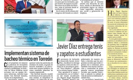 Portada RCG Lagunera [9 de noviembre de 2023] Presenta hoy MARS Sexto Informe de Gobierno; llaman a identificar el trastorno afectivo estacional y más…