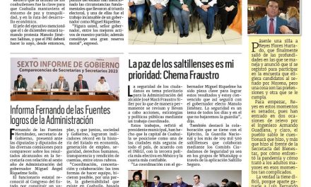 Portada RCG Media [11 de noviembre de 2023] Entrega Miguel Riquelme Informe de Gobierno ante el PRI; la paz de los saltillenses es mi prioridad: Chema Fraustro y más…