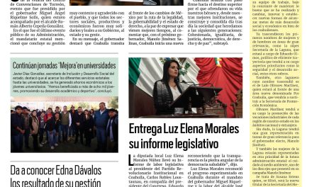 Portada RCG Media [30 de noviembre de 2023] ‘Concluyo mi gestión agradecido con los coahuilenses: MARS; entrega Luz Elena Morales su informe legislativo y más…