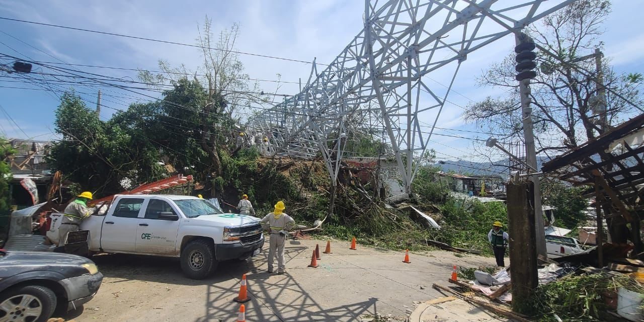 CFE afirma que el servicio eléctrico en Guerrero ya se estableció al 100 %