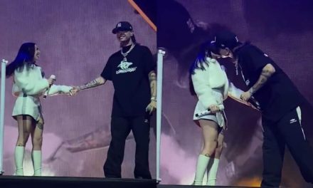 ¿Entonces sí son novios? Peso Pluma besa a Nicki Nicole en concierto