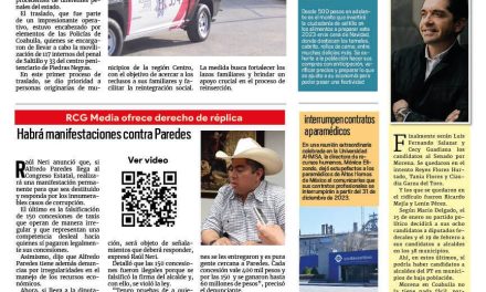 Portada RCG Centro [21 de diciembre de 2023] Se reactiva Cereso de Monclova; Altos Hornos de México a punto de perder inversión de 2000 mdp y más…
