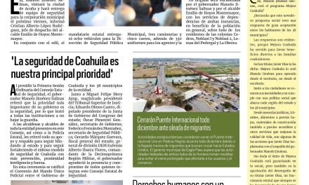Portada RCG Fronteriza [7 de diciembre de 2023] Entregará Manolo equipo de seguridad en Acuña; Detienen a menores infractores y más…