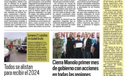 Portada RCG Fronteriza [31 de diciembre de 2023] Intensificarán operativos para deportar migrantes; Sancionarán a quien dispare armas de fuego en Acuña y más…