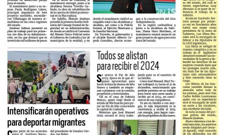 Portada RCG Lagunera [31 de diciembre de 2023] Emprende Manolo Jiménez acciones en todo el estado; Emite Salud recomendaciones para personas con diabetes y más…