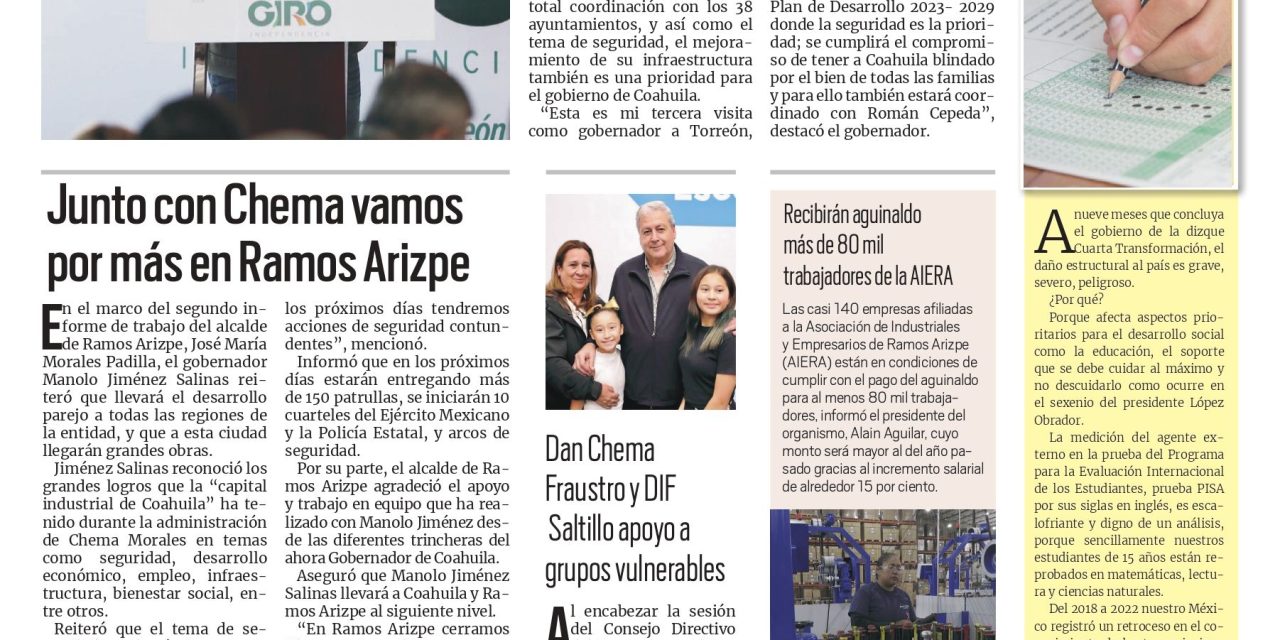 Portada RCG Media [8 de diciembre de 2023] Vamos pa’ delante con grandes obras: Manolo; Junto con Chema vamos por más en Ramos Arizpe y más…