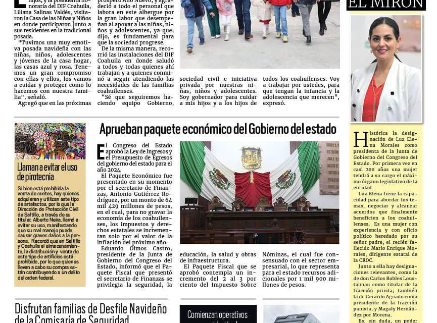 Portada RCG Media [23 de diciembre de 2023] Coahuila está unido a favor de las infancias: Manolo Jiménez; programa Saltillo me Gusta embelleció el municipio y más…