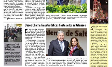 Portada RCG Media [24 de diciembre de 2023] Lleva Paola Rodríguez brigadas a comunidades; Desea Chema Fraustro felices fiestas a los saltillenses y más…