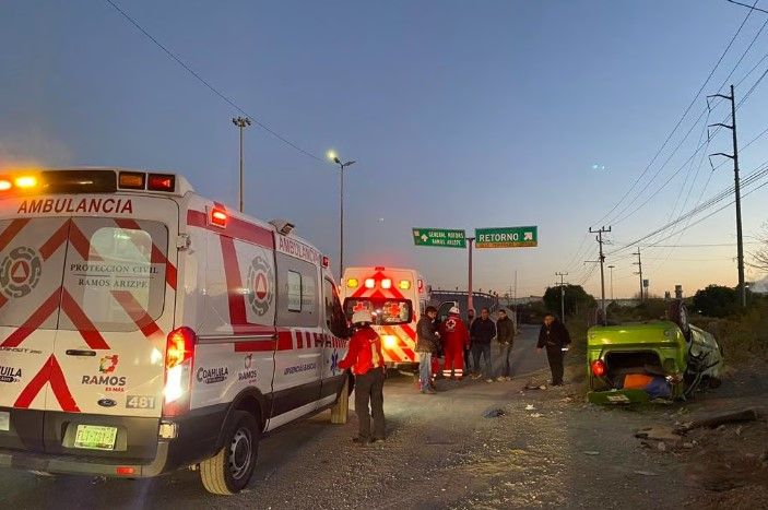 Fatal accidente en Ramos Arizpe: Un hombre pierde la vida y hay dos lesionados