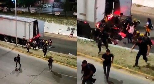 Migrantes escapan de un tráiler luego de ser abandonados en Oaxaca