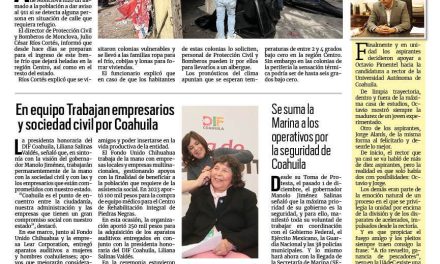 Portada RCG Centro [15 de enero de 2024] Monclova se prepara ante las bajas temperaturas; disminuye flujo de indocumentados en la región y más…