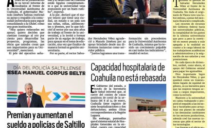 Portada RCG Media [16 de enero de 2024] ‘Es la UAdeC un orgullo para Coahuila’; premian y aumentan el sueldo a policías de Saltillo y más…