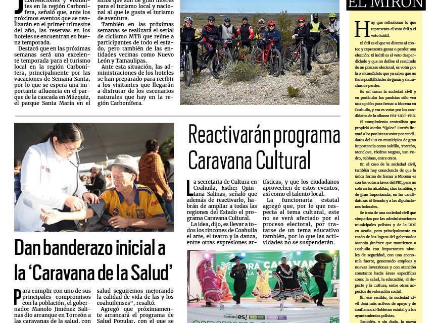 Portada RCG Carbonífera [7 de febrero de 2024] Hoteleros se preparan para la temporada alta; regresan a clases en el CBTIS 20 y más…