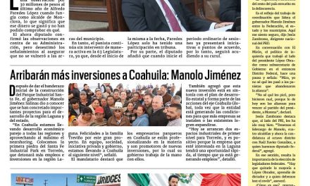 Portada RCG Centro [14 de febrero de 2024] Acepta Alfredo Paredes observaciones por 30 mdp; suman 14 grupos interesados en invertir en Monclova y más…