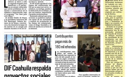Portada RCG Fronteriza [4 de febrero de 2024] Apoya DIF Acuña a adultos mayores a ‘Ver bien’; Módulo de regularización, con capacidad de 150 trámites diarios y más…