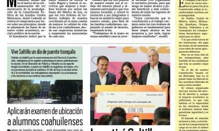 Portada RCG Media [6 de febrero de 2024] Celebra Manolo Jiménez el Día de la Constitución; invertirá Saltillo en infraestructura educativa   y más…