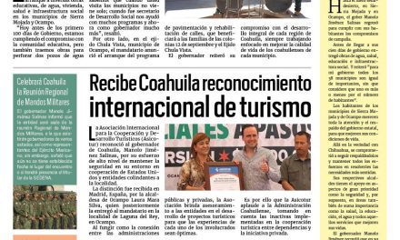 Portada RCG Media [22 de febrero de 2024] Inician obras sociales en la región Desierto del estado; recibe Coahuila reconocimiento internacional de turismo  y más…