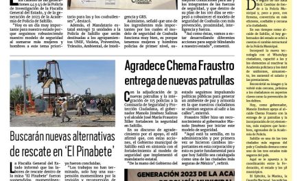 Portada RCG Media [23 de febrero de 2024] ‘Blindamos Coahuila con policías de primer nivel’; agradece Chema Fraustro entrega de nuevas patrullas y más…