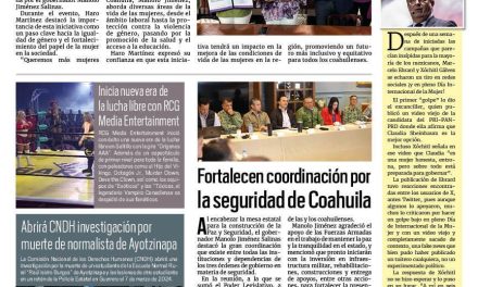 Portada RCG Carbonífera [10 de marzo de 2024] Sabinas se suma a estrategia integral para mujeres; Promueven salud de las mujeres en San Juan de Sabinas y más…