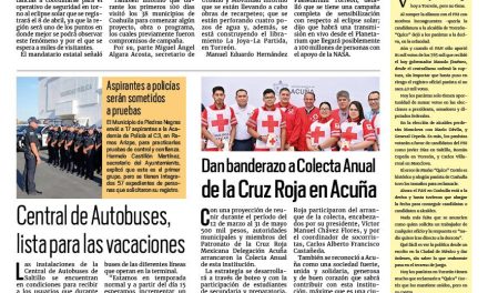 Portada RCG Fronteriza [13 de marzo de 2024] Detalla Coahuila operativo de seguridad por eclipse solar; llaman a ampliar el Centro de Justicia y más…