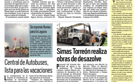 Portada RCG Lagunera [13 de marzo de 2024] Detalla Coahuila operativo de seguridad por eclipse solar; anuncian nueva brigada del registro civil y más…