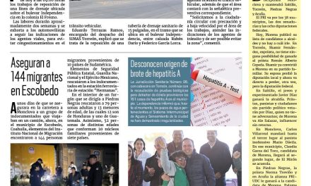 Portada RCG Lagunera [19 de marzo de 2024] Comienza reposición de drenaje sanitario en bulevar Independencia; clausuran quinta en ejido Zaragoza por faltas administrativas y más…