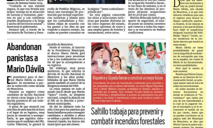 Portada RCG Media [24 de marzo de 2024] Coahuila ofrece experiencias únicas en Semana Santa; Invitan a disfrutar la Ruta Recreativa en vacaciones y más…