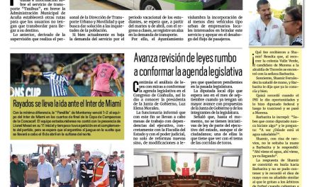 Portada RCG Fronteriza [04 de abril de 2024] Camina proyecto de modernización de transporte en Acuña; dan atención al drenaje de sectores poblados y más…