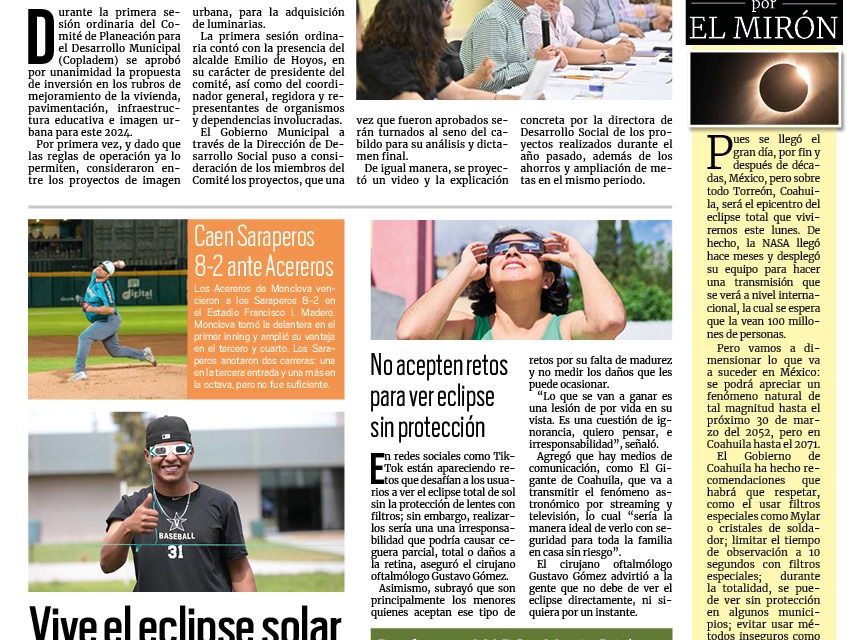 Portada RCG Fronteriza [7 de abril de 2024] Aprueban presupuesto de obras públicas en Acuña; Mantienen acciones preventivas a favor de la salud de las mujeres y más…