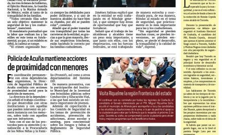 Portada RCG Fronteriza [22 de abril de 2024] Mantendremos un Coahuila seguro con todos los alcaldes: Manolo; crecen detecciones de VIH en Acuña y más…