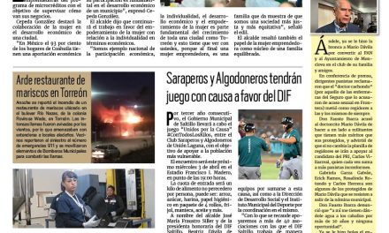 Portada RCG Lagunera [02 de abril de 2024] Impulsa Torreón a mujeres emprendedoras; firma Ayuntamiento de Torreón convenio con Sanatorio Español y más…
