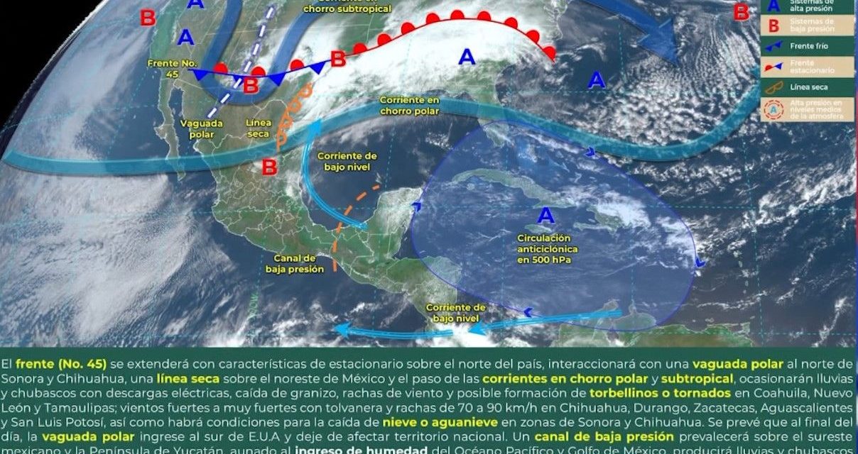 Frente frío 45 generará fuertes rachas de viento en Coahuila
