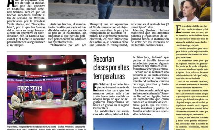 Portada RCG Carbonífera [21 de mayo de 2024] ‘Es inaceptable que la autoridad municipal incite a la violencia’; invita Canaco a candidatos para presentar propuestas y más…