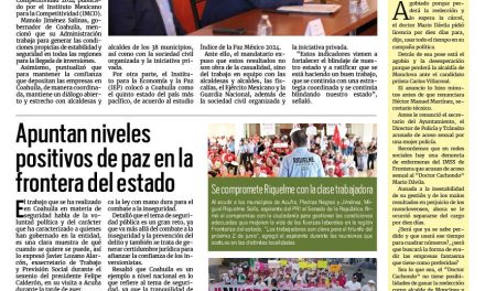 Portada RCG Fronteriza [17 de mayo de 2024] Destaca Coahuila a nivel nacional en seguridad y competitividad; promueven uso responsable del agua y más…