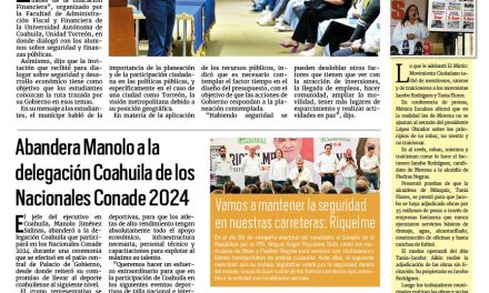 Portada RCG Lagunera [09 de mayo de 2024] La seguridad pública aporta al desarrollo económico: Román Cepeda; supervisan comercio ambulante por el Día de las Madres y más…