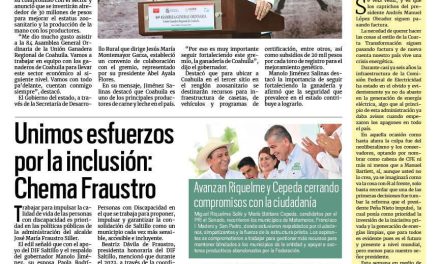 Portada RCG Media [12 de mayo de 2024] Manolo Jiménez reitera compromiso con sector ganadero; En Saltillo unimos esfuerzos por la inclusión: Chema Fraustro y más…