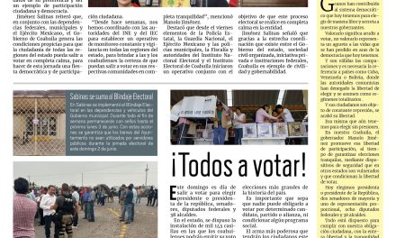 Portada RCG Carbonífera [2 de junio de 2024] Coahuila en orden y en paz para estas elecciones: Manolo Jiménez; Habilita Fiscalía módulos para denuncias y más…