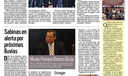 Portada RCG Carbonífera [17 de junio de 2024] Van Manolo y Sheinbaum por proyectos a favor de Coahuila; y más…