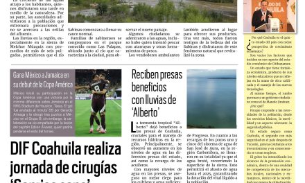 Portada RCG Carbonífera [23 de junio de 2024] Revive el río Sabinas tras paso de tormenta tropical; Invitan al Rib-eye Fest Coahuila 2024 en San Buenaventura y más…