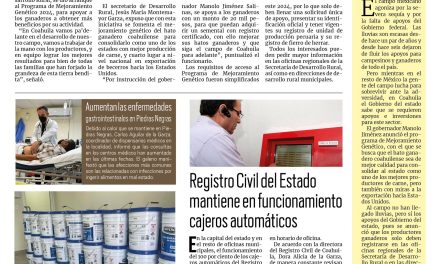 Portada RCG Fronteriza [10 de junio de 2024] Manolo Jiménez refrenda su respaldo a los productores del campo; se gradúan estudiantes de preparatoria abierta y más…