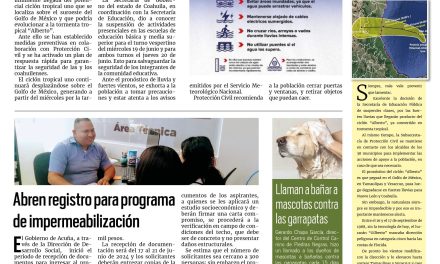 Portada RCG Fronteriza [19 de junio de 2024] Coahuila, listo por llegada de ciclón; Gobierno de Acuña implementa acciones ante tormenta y más…