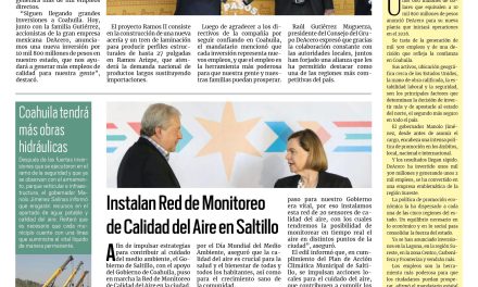 Portada RCG Media [6 de junio de 2024] Manolo Jiménez anuncia inversión millonaria del grupo DeAcero; instalan Red de Monitoreo de Calidad del Aire en Saltillo y más…