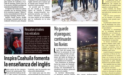 Portada RCG Media [24 de junio de 2024] Trabajan para despejar caminos afectados por ‘Alberto’; entrega DIF Saltillo aparatos ortopédicos y más…